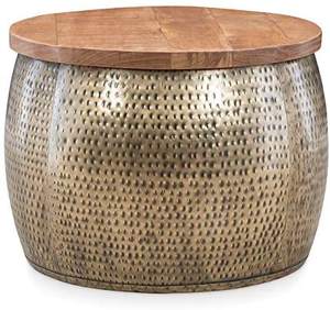 Mesa de centro martillada de metal con almacenamiento para el hogar, sala de estar, uso en la oficina - Product Image 5