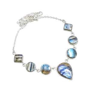 Antique Labradorite 925 Sterling <b>Silver</b> Natural Gemstone <b>Necklace</b> <b>Handmade</b> Jewelry 16-18" - Product Image 1