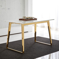 Table à manger moderne et minimaliste pour petit appartement, design en marbre simulé et acier inoxydable, pour usage hôtelier
