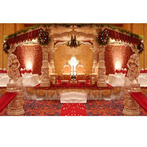 Decoración de Mandap para Boda Real, Mandap de Fibra Dorada Devdas, Diseños de Mandap para Bodas Indias, California - Product Image 1