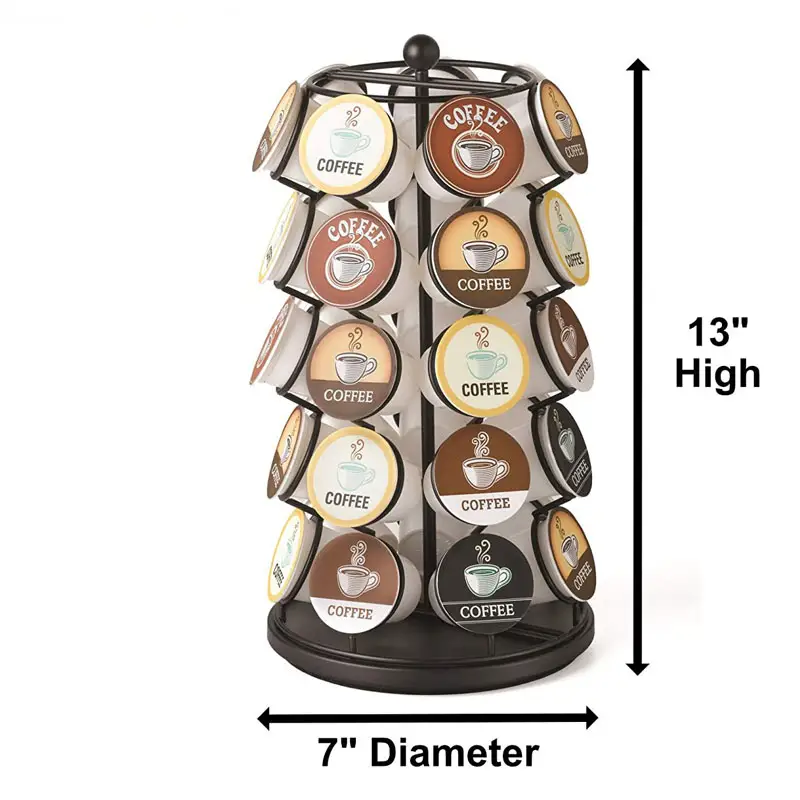 New Arrival Metal 24 Pods Storage Organizer Capsule Carousel K Cup Coffee Pod Holder