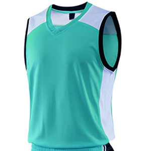 Conjunto de camiseta de baloncesto transpirable para hombre, uniforme sin mangas con cuello en V, pantalones cortos con bloques de color, tela transpirable, suave y de alta calidad - Product Image 2
