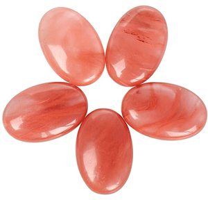 Pierre de palmier Jesper rouge - Cristal naturel Chakra Reiki poli Guérison Amour Pierre de poche ovale contre l'anxiété - Product Image 5