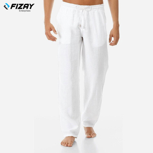 <b>Men's</b> High Quality <b>Summer</b> Casual Workout Running Gym <b>Trousers</b> <b>Lightweight</b> Canvas Embroidered Flat Front Mid Waist Drawstring - Product Image 4