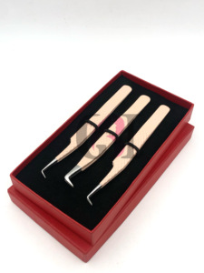 Professionnel nouveau 90 degrés pêche poudre revêtement Extension de cils pince à épiler en acier inoxydable beauté avec Logo personnalisé Instruments - Product Image 6