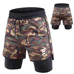 Wholesales Custom Logo Men's <b>Compression</b> Workout <b>Shorts</b> 2 in 1 Fitness Men's Gym <b>Shorts</b> With Pockets - Product Image 5