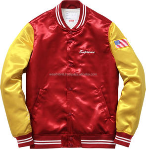 Blouson d'aviateur personnalisé blanc bleu satin imperméable et respirant Style universitaire avec applique à l'avant Sports d'équipe Streetwear - Product Image 1