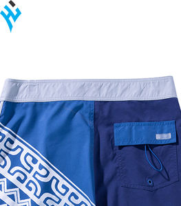 Shorts de plage pour hommes, à couleur contrastée, impression numérique, uni, teinture, poche, personnalisé, séchage rapide, été, 2020 - Product Image 2
