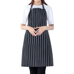 Delantal de cocina de poliéster y algodón negro liso con logotipo personalizado, impermeable, para Chef, café, barbacoa, limpieza de alimentos, venta al por mayor - Product Image 5