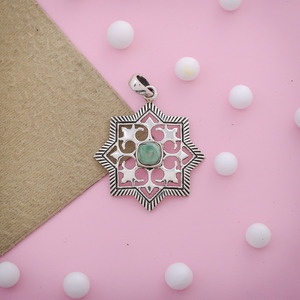 Mosaïque collection amazonite pierres précieuses 925 argent sterling magnifiquement fait à la main pendentif bijoux fournisseur de bijoux - Product Image 1