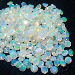 Gema de ópalo Natural Etíope para fabricación de joyas, Gema facetada de corte redondo calibrado, Tamaño 7x7mm, venta al por mayor - Product Image 2