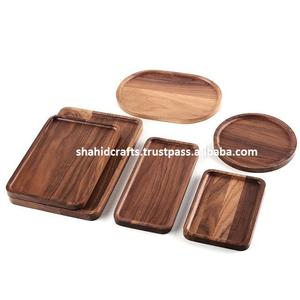 Huiran — plateaux de service en bois d'acacia, manche ronde, rectangulaire, carrée, manche en métal et sans poignée, nouveaux Designs - Product Image 3