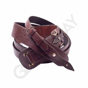 Premium Leather Cross Shoulder Strap with D Rings <b>Adjustable</b> Formal Duty Belt Style in Brown - Product Image 2