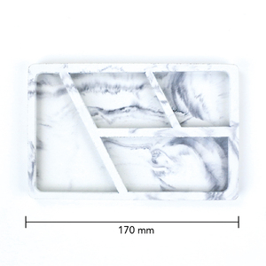 Plateau de rangement rectangulaire en silicone effet marbre avec séparateurs pour l'organisation du bureau, design minimaliste, facile à nettoyer - Product Image 5