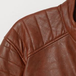 Blouson homme en cuir, simple et décontracté, de haute qualité, avec col montant et fermeture éclair, à la mode, pour moto, nouveauté 2020 - Product Image 3