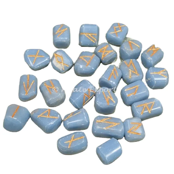 Suppliers 25pcs Natural Crystal Rune Wicca Energy Stones Reiki Tumbled Engraved Lettering Crystal Rune Set