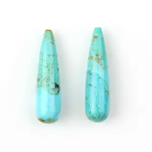 9x30mm毫米光滑Briolette宝石滴顶级品质蓝色金曼亚利桑那绿松石宽松顶部钻石耳环饰品