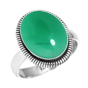 充满活力的水晶混合形状绿色玛瑙设计师设计银色覆盖波西米亚戒指复古女士珠宝为零售商
