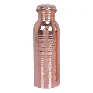 Botellas de agua de cobre de doble pared martilladas de alta calidad Botella de cobre amarillo Estampado de flores Aplicable para hervir Prensado al vacío - Product Image 1