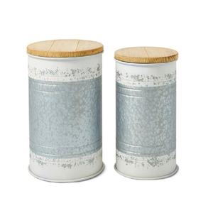 Set of 2 Galvanized Metal <b>Storage</b> Containers with Elegant Gold Handle Perfect for Tableware <b>Storage</b> and Home Organization - Product Image 6