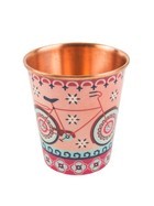 Set of 2pcs Handmade Copper Tumbler 100% Pure Copper Printed Water Glasses Ayurveda Yoga Healthy Beer Shape for Travel - Product Image 3