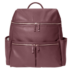 2020 mochila de pañales de cuero impermeable a la moda bolsa de bebé grande expandible con opción de venta al por mayor barata de mamá de PU personalizada - Product Image 1