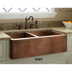 อ่างล้างจานทองแดงสองชั้นแบบโบราณสำหรับบ้านไร่ - Product Image 1