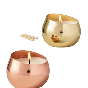 Boîte de stockage de bougie de cire de cuivre en couleur or avec finition élégante parfaite pour Noël et la décoration de la maison - Product Image 5