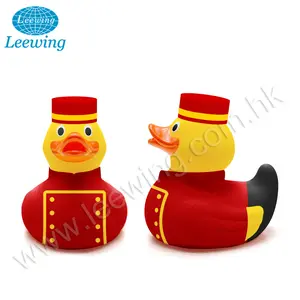 Hot Sale Promotion Gift Item Plastic PVC Vinyl Customized Hotel Bell Boy Doorman Logo Printed Yellow Rubber Duck