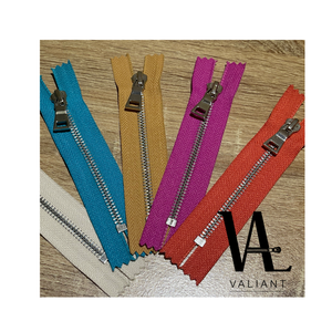 VALIANT VAL-M5-021 # 5 Fermetures éclair auto-bloquantes en métal argenté brillant avec tirette trapézoïdale pour sacs de vêtements, vente en gros usine - Product Image 6