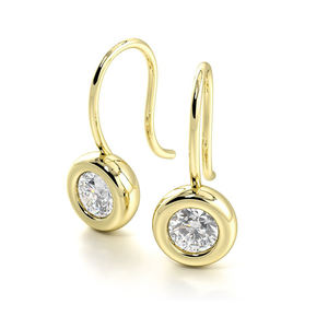 Boucles d'oreilles crochet diamant rond en or massif 14 carats Boucles d'oreilles en or avec pierres précieuses - Product Image 1