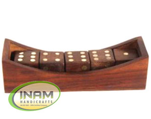 พรีเมี่ยมที่มีคุณภาพที่สวยงามและออกแบบลูกเต๋าไม้ที่มีถาดด้วยการทำงานฝังทองเหลือง - Product Image 1