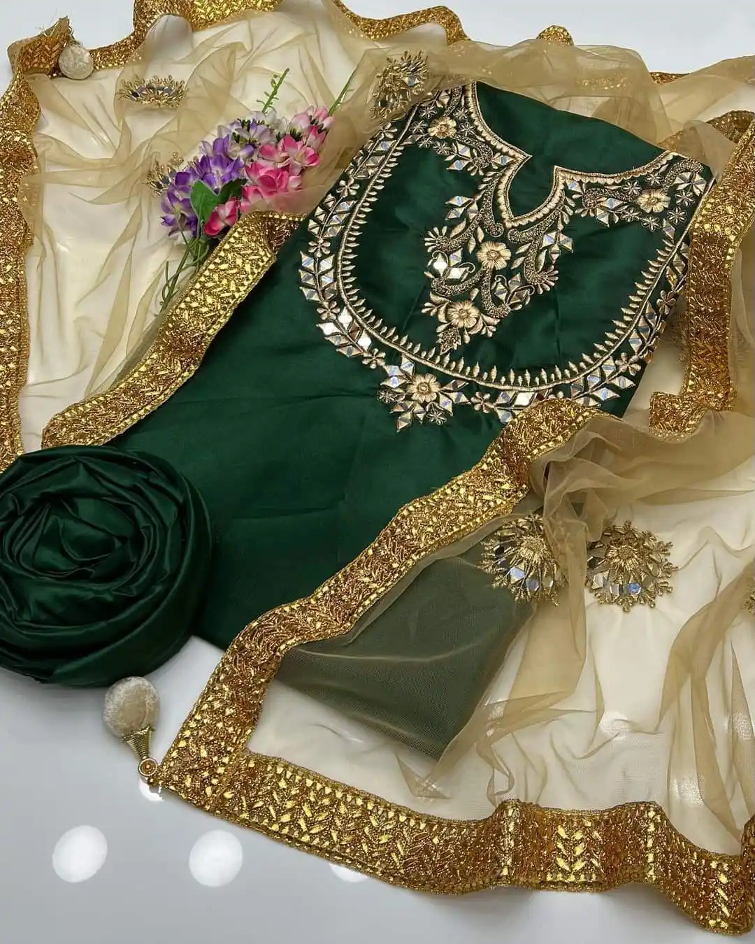 East Eid Koleksi Bawang Merah Kameez Pakaian Wanita, Setelan Baju Etnik Ramdan Shalwar Kameez Pakistan Salwar, Pakaian Bordir