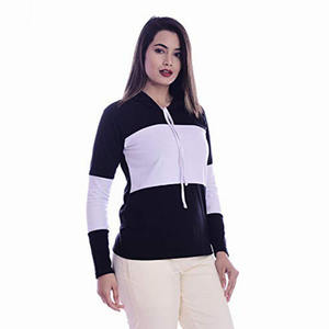 เสื้อฮู้ดผู้หญิงสองสีตัดสองสีลำลอง,เสื้อฮู้ดแบบสวมศีรษะสำหรับผู้หญิงแขนยาว - Product Image 4