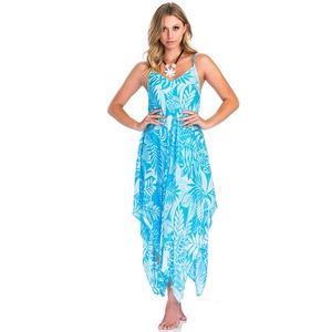 Fashion Women Asymmetrical Long <strong>Dress</strong> Rayon Topical Printed <strong>Spaghetti</strong> <strong>Strap</strong> Beach <strong>Dress</strong> <strong>Midi</strong> <strong>Dresses</strong> - Product Image 5