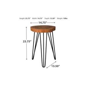 Luxury Round <b>Side</b> <b>Table</b> with Mango Wood Top Industrial Metal Base Beautiful Modern <b>Side</b> <b>table</b> Set Living Room Bedroom - Product Image 3