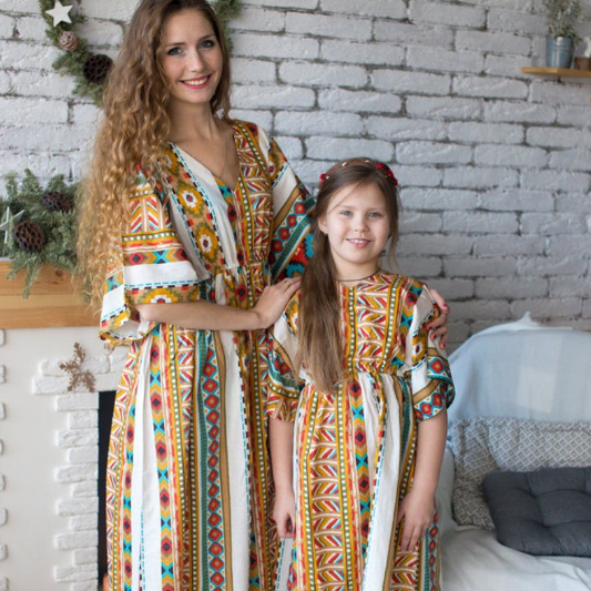 fashion family clothes set dress for mother and daughter