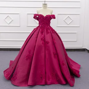 Eslieb 2019 SJ301 맞춤형 어깨 3D 레이스 럭셔리 우아한 디자인 신부 공 가운 웨딩 드레스