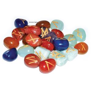 La mejor calidad AAMEENA AGATE Chakra Crystal Rune Set Natural Healing Gemstone Runes Love and Mascot Style Juego de runas al por mayor - Product Image 1