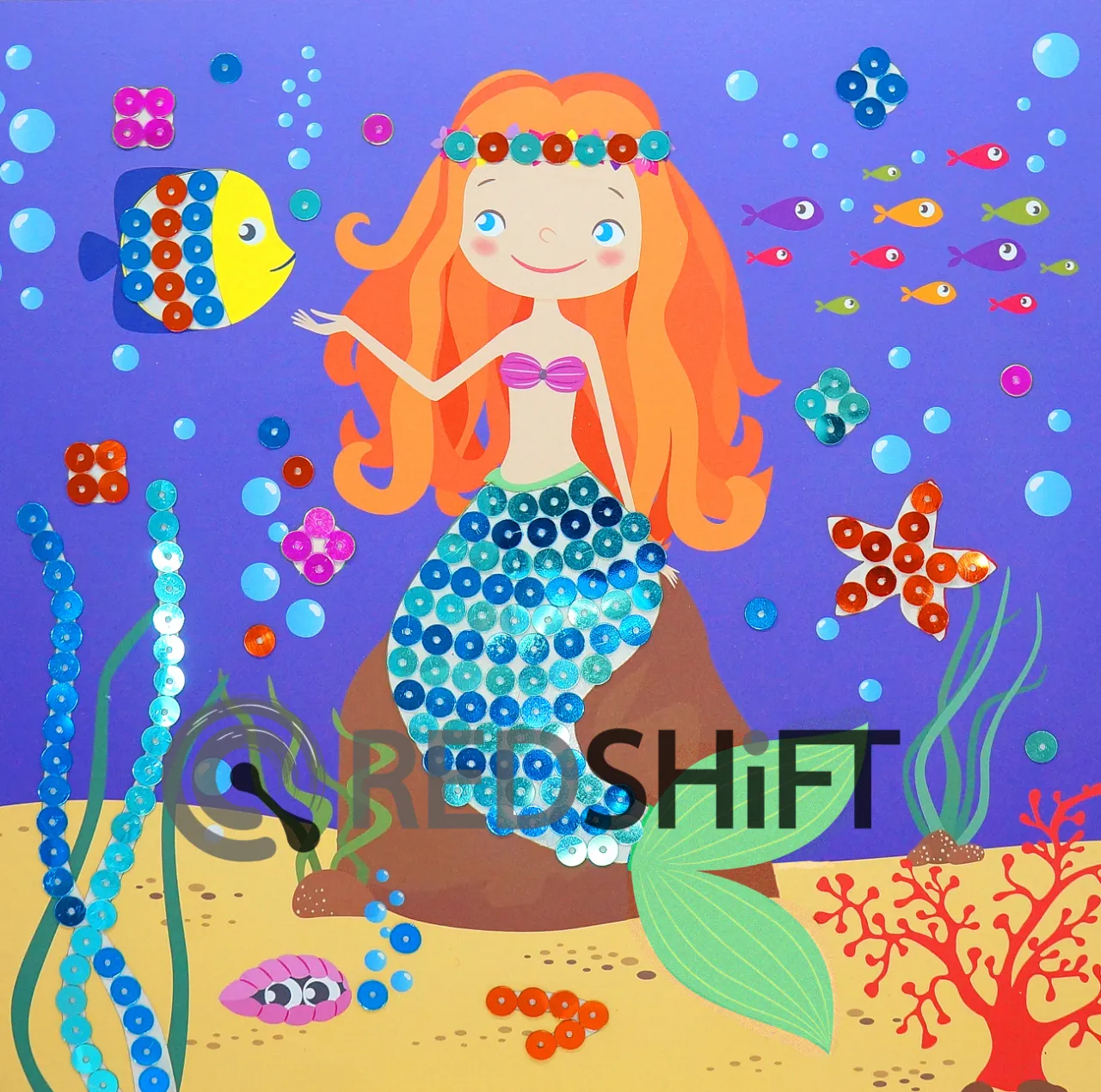 Sequin Mermaid kids child paper art and craft kit diy toy puzzle sticker set