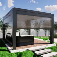 Gazébo d'extérieur réglable personnalisé, 60 pièces, toit torsadé étanche, pergola en aluminium motorisé, pour barbecue