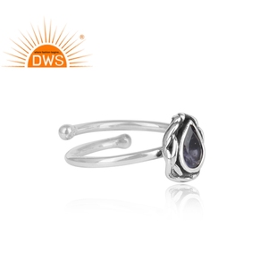 Bague en pierre précieuse naturelle, Iolite, pierre précieuse, bijoux réglable, 925 en argent nouvelle collection, vente en gros - Product Image 3