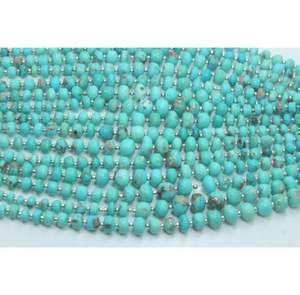 ลูกปัดสีเทอร์ควอยซ์ Arizona ขนาด8นิ้วประดับอัญมณีธรรมชาติทรงกลมเรียบลูกปัดทำหิน - Product Image 2