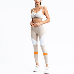 Ensemble de yoga personnalisé, vêtements de sport pour femmes, couleurs vives, patchwork, veste extensible et ensembles de pantalons deux pièces, survêtement de sport - Product Image 2