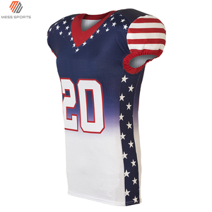 Uniforme de football américain personnalisé, maillot sans manches à col en V avec motif étoiles et rayures, tissu en maille respirant pour adultes - Product Image 2