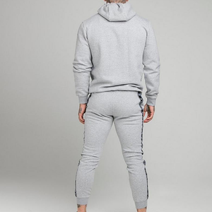 Top Fashion Men Trendy Tracksuits Custom Heather Gray Tracksuit Men French Terry Sweatsuit With Stripe - Product Image 6