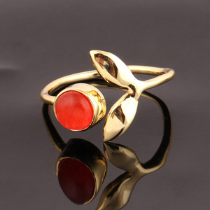 Minimalist Best Selling Round Shape Red Jade <b>Quartz</b> Leaf Design <b>Ring</b> Gold/silver Plated <b>Ring</b> Lovely Engagement Gift Woman <b>Rings</b> - Product Image 5