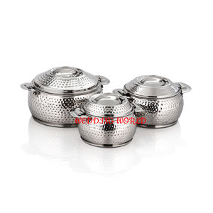 Marmite en acier inoxydable Réchauffeur d'aliments en gros de luxe de qualité supérieure avec couvercle doré Casserole en métal élégante et classique - Product Image 5