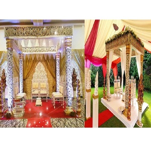 ผ้าใยทองแบบดั้งเดิมสำหรับงานแต่งงานกลางแจ้งผ้าทรงสี่เหลี่ยมสีทองสำหรับงานแต่งงานมีเสาสี่ต้นราคาไม่แพงสหรัฐอเมริกา - Product Image 1