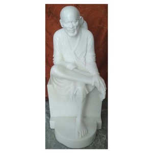 White Makrana Marble Sathya Sai Nath Painted Exclusive Moorti Indian Exporter Statue Worship Hindu Culture Handmade High Quality - Product Image 1